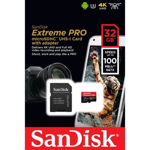 SanDisk Karta pamięci Extreme Pro microSDHC 32GB 100/90 MB/s A1 V30