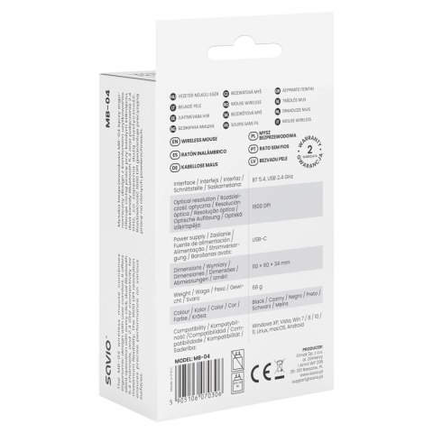 Savio Mysz bezprzewodowa MB-04 2.4 GHz