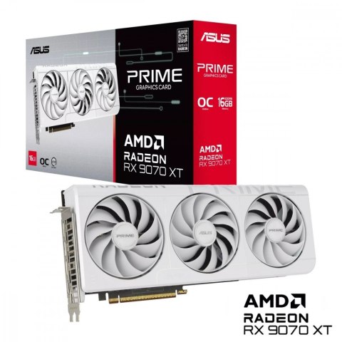 Asus Karta graficzna Radeon RX 9070 XT PRIME OC WHITE 16GB GDDR6 256bit 3DP/HDMI