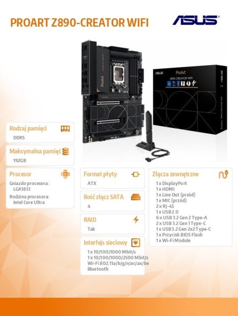 Asus Płyta główna PROART Z890 CREATOR WIFI