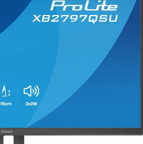 IIYAMA Monitor ProLite 27 cali XB2797QSU-B1 IPS,QHD,2xHDMI,DP,350cd,75Hz,1000:1, USB HUB,x4 ((2x Type-A v.3.2 Gen 1 (5Gbps, 4.5W) 