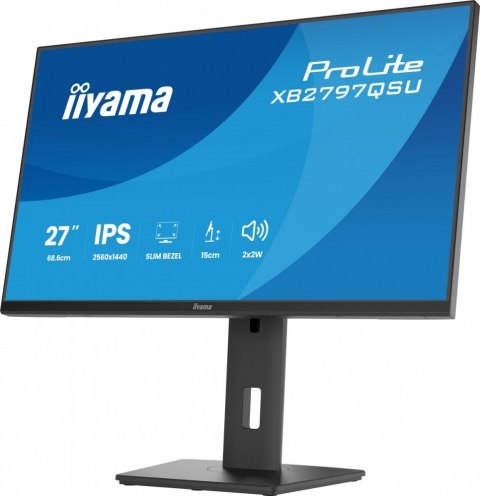 IIYAMA Monitor ProLite 27 cali XB2797QSU-B1 IPS,QHD,2xHDMI,DP,350cd,75Hz,1000:1, USB HUB,x4 ((2x Type-A v.3.2 Gen 1 (5Gbps, 4.5W) 