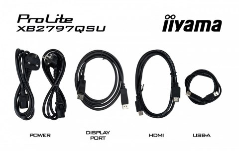 IIYAMA Monitor ProLite 27 cali XB2797QSU-B1 IPS,QHD,2xHDMI,DP,350cd,75Hz,1000:1, USB HUB,x4 ((2x Type-A v.3.2 Gen 1 (5Gbps, 4.5W) 