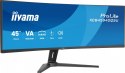 IIYAMA Monitor ProLite 44.5 cala XCB4594DQSU-B1 ,VA,DQHD,2xDP,2xHDMI,1500R,32:9, 450 cd/m2, 3000:1, USB HUB x4 (2x Type-A, 2x Typ