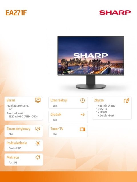 Sharp Monitor biznesowy MultiSync DD-EA271F 27 cali Czarny