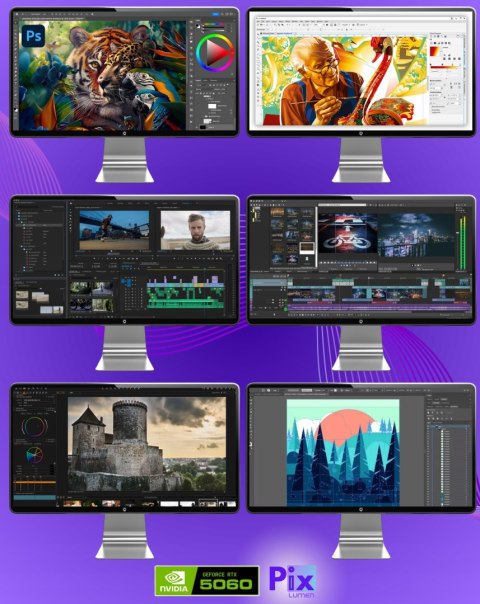 PIX Lumen V3 Intel Core i7 NVIDIA GeForce RTX 5060 32GB DDR4 1000GB SSD Windows 11 Pro