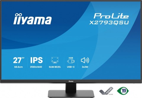 IIYAMA Monitor 27 cali X2793QSU-B1 IPS, QHD, HDMI, DP, 2xUSB