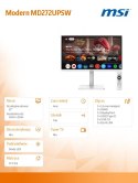 MSI Monitor 27 cali Modern MD272UPSW LED/UHD/Flat/60Hz/biały