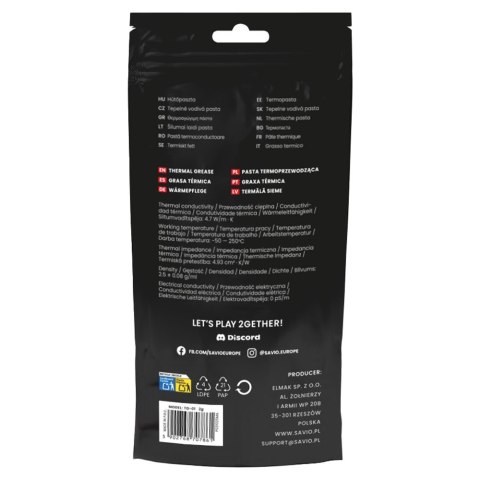 Savio Pasta termoprzewodząca GLACIER TG-01 4.7W/m-K, 2g