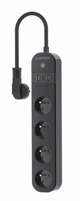 Gembird Inteligentna listwa zasilająca Tuya 4xFR 2xUSB-A 1xUSB-C Czarna