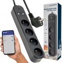 Gembird Inteligentna listwa zasilająca Tuya 4xFR 2xUSB-A 1xUSB-C Czarna