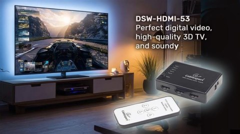 Gembird Przełącznik HDMI z pilotem - pięć nadajników jeden odbiornik