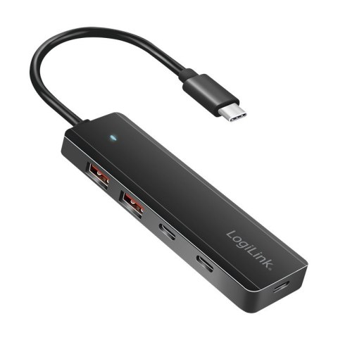 LogiLink Hub USB-C, 4-porty 2x USB-A,2xUSB-C, czarny