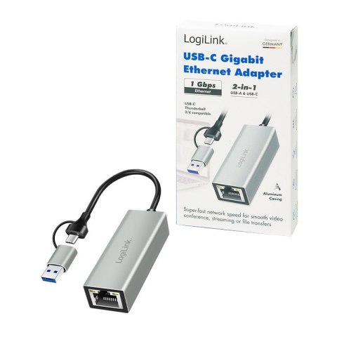 LogiLink Adapter USB-C do Gigabit Ethernet + USB