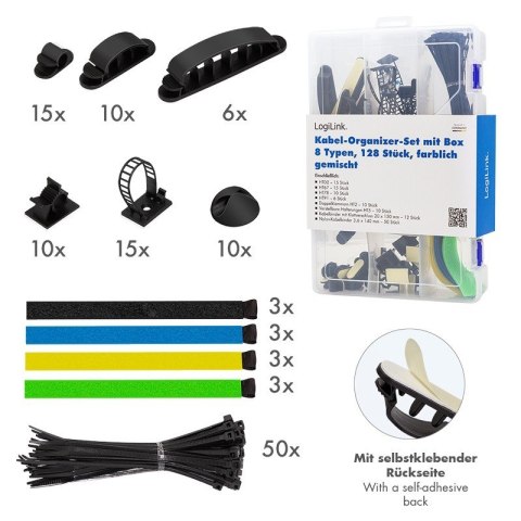 LogiLink Zestaw organizerów kabli, 8 elementów