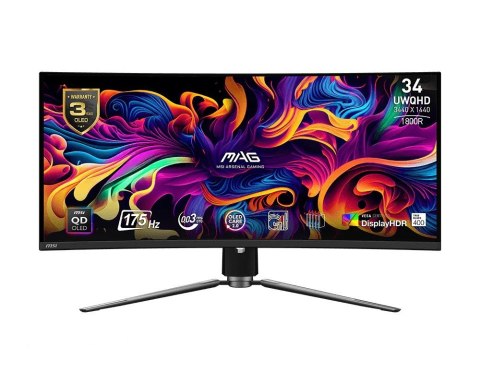 MSI Monitor MAG 341CQP QD-OLED 34 cale/QD-LED/UWQHD/Zakrzywiony/175Hz/Czarny