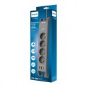 Philips Listwa antyprzepięciowa 2m, 4 gniazda, 1xUSB-C, 2xUSB-A,PD 20W / QC 18W, 2400 J ochrony przeciwprzepięciowej