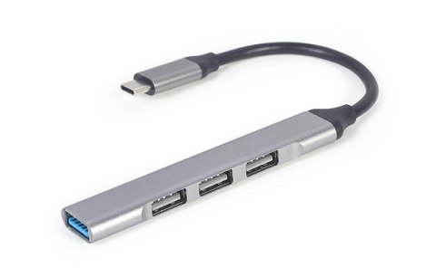 Gembird HUB USB typu C 4-portowy USB 3.0x1, USB 2.0x3, srebrny