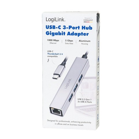 LogiLink HUB USB3.2 3xUSB-A, 1x RJ45 Gigabit Ethernet