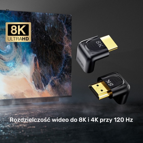 Adapter HDMI Unitek 2.1 8K kątowy 90 i 270 stopni kompaktowy 4K 120Hz HDR