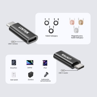 Adapter Przejściówka Unitek USB-C Do USB-C Blokowanie Danych