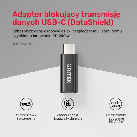 Adapter Przejściówka Unitek USB-C Do USB-C Blokowanie Danych