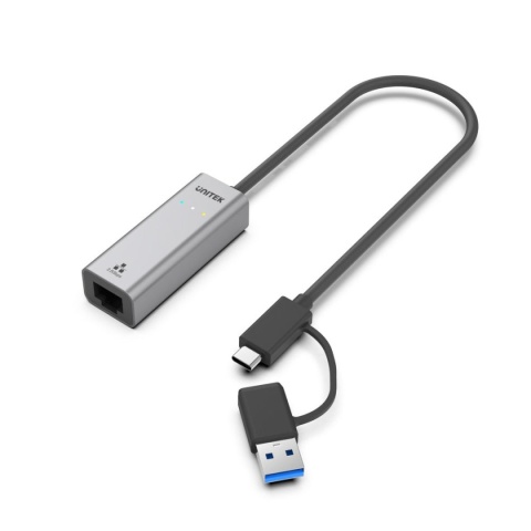 Adapter Przejściówka Unitek USB-C/USB-A RJ-45 Ethernet 2,5G Hybrydowy
