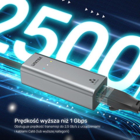 Adapter Przejściówka Unitek USB-C/USB-A RJ-45 Ethernet 2,5G Hybrydowy