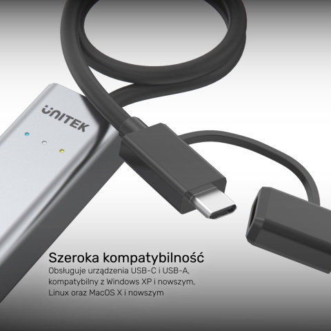 Adapter Przejściówka Unitek USB-C/USB-A RJ-45 Ethernet 2,5G Hybrydowy