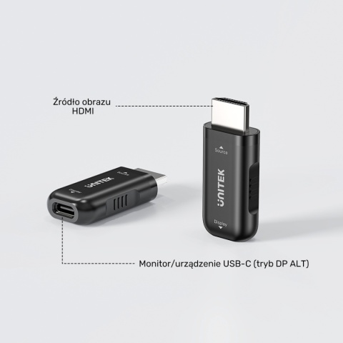 Adapter Unitek V1187BBK01 HDMI do USB C 4K 60Hz HDR HDCP kompaktowy szybki