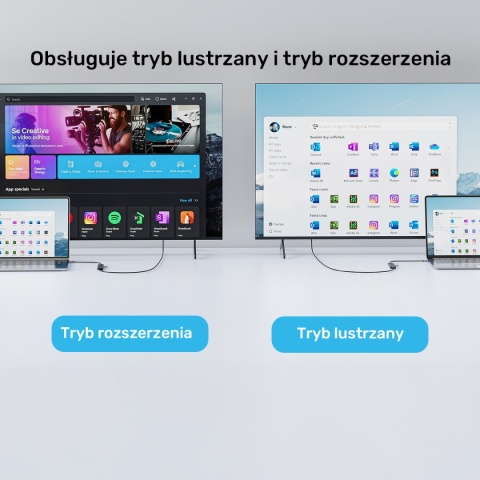 Hub USB C Unitek uHUB S7 Pro 7w1 4K 60Hz HDMI PD 100W przycisk On Off lekki