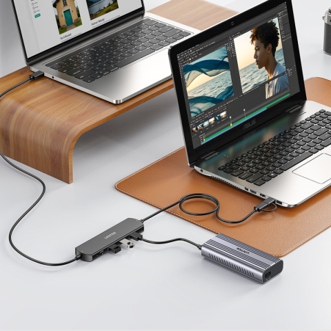 Hub USB KVM Unitek U1344A 10Gbps 3x USB A USB C dla 2 komputerów kompaktowy