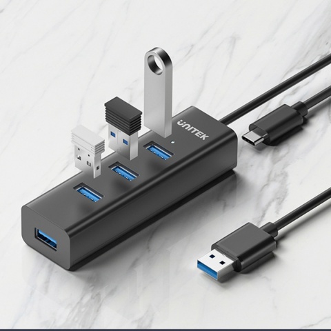 Hub USB Unitek Y-3089V01 5 Gbps 4x USB-A aktywny kabel 120 cm USB-C szybki