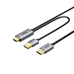 Kabel Adapter Unitek HDMI Do DisplayPort 4K 60 Hz 1,8 m Zasilanie USB-A