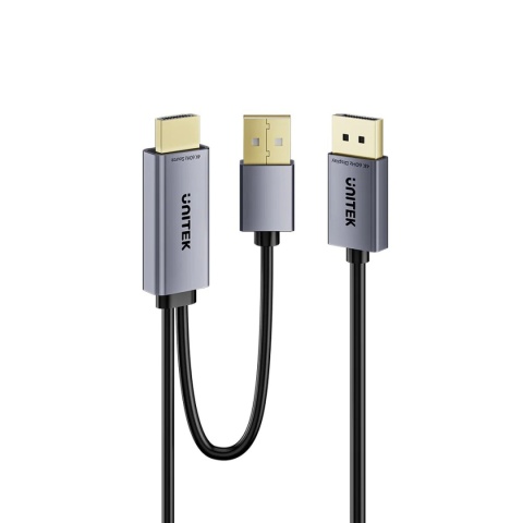 Kabel Adapter Unitek HDMI Do DisplayPort 4K 60 Hz 1,8 m Zasilanie USB-A