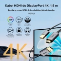 Kabel Adapter Unitek HDMI Do DisplayPort 4K 60 Hz 1,8 m Zasilanie USB-A
