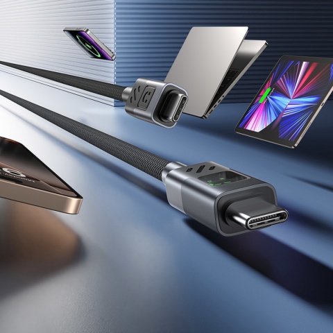 Kabel Przewód Unitek C14158ABK01 USB-C Do USB-C PD 60 W 3 m Z Wyświetlaczem