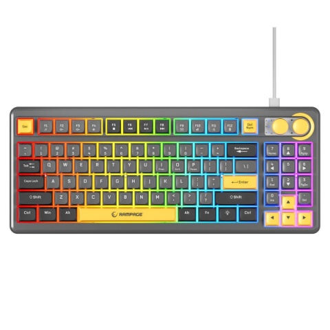 Klawiatura Rampage Cyclone gamingowa RGB 90% pokrętło Anti Ghosting 26