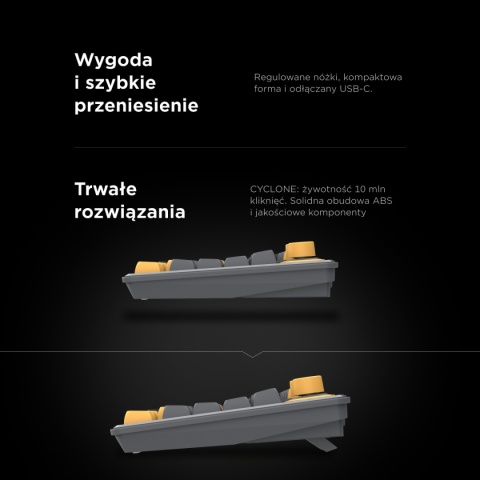 Klawiatura Rampage Cyclone gamingowa RGB 90% pokrętło Anti Ghosting 26