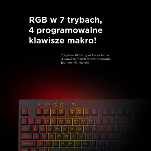 Klawiatura Rampage KB-GX65 Simula membranowa gamingowa RGB makra czarna