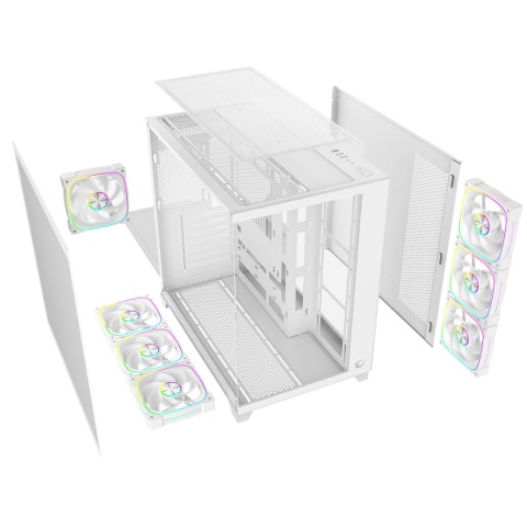 Obudowa Komputerowa Rampage SEALITE Mini ITX ARGB 7 Wentylatorów Biała