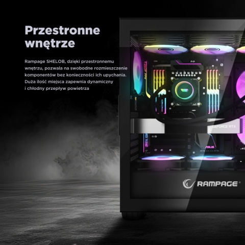 Obudowa PC Rampage Shelob E ATX 4x ARGB mesh szkło hartowane czarna gaming