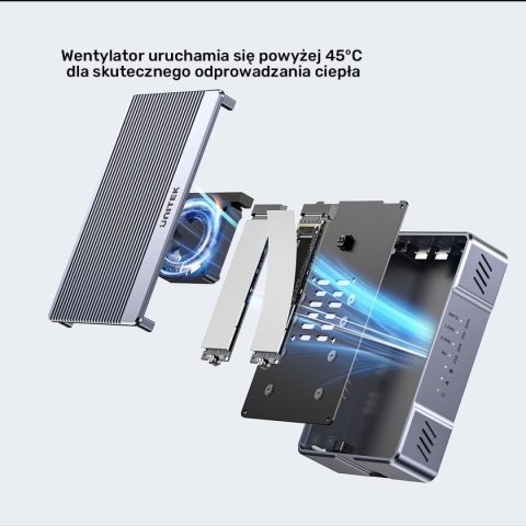 Obudowa Unitek RAID USB-C 20 Gbps 2x M.2 NVMe/SATA Klonowanie Offline