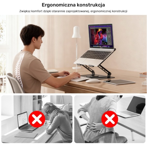 Podstawka Chłodząca Unitek 360° Do Laptopa Tabletu 8"-17,3" Regulowana