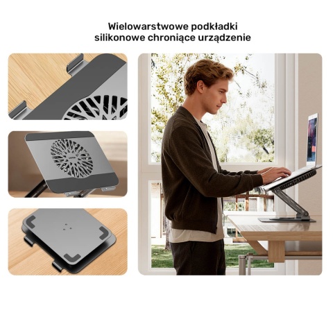 Podstawka Chłodząca Unitek 360° Do Laptopa Tabletu 8"-17,3" Regulowana