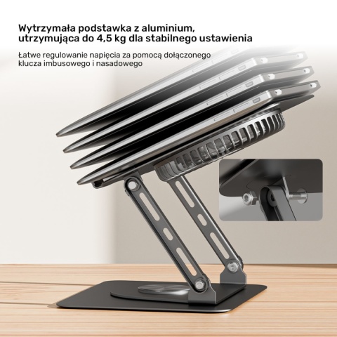 Podstawka Chłodząca Unitek 360° Do Laptopa Tabletu 8"-17,3" Regulowana