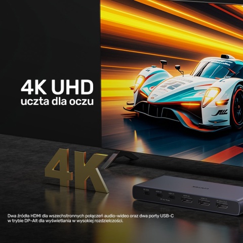Przełącznik Switch KVM Unitek V1313AGY HDMI USB-C 4K 4 Wejścia 1 Wyjście