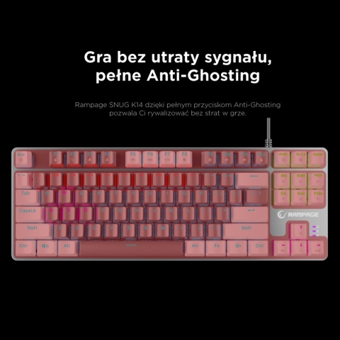 Rampage SNUG K14 klawiatura TKL gamingowa mechaniczna RGB szaro biała