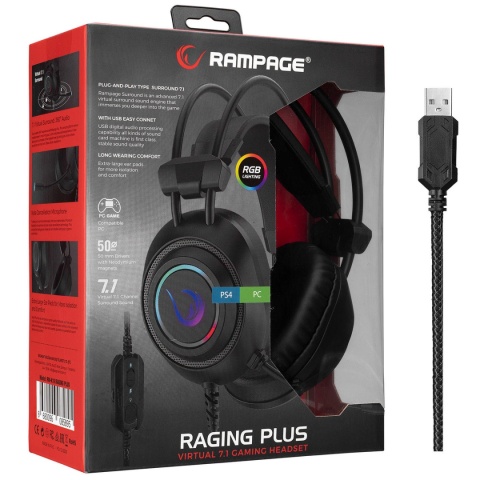 Słuchawki Rampage RM-K19 Plus gamingowe 7.1 RGB z mikrofonem przewodowe