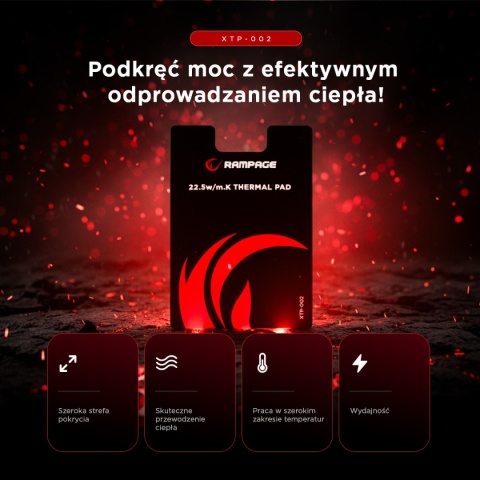Termopad Rampage XTP-002 PTM 31 x 50 x 0,2 mm 22,5 W/mK 0,011 °C/W Szary